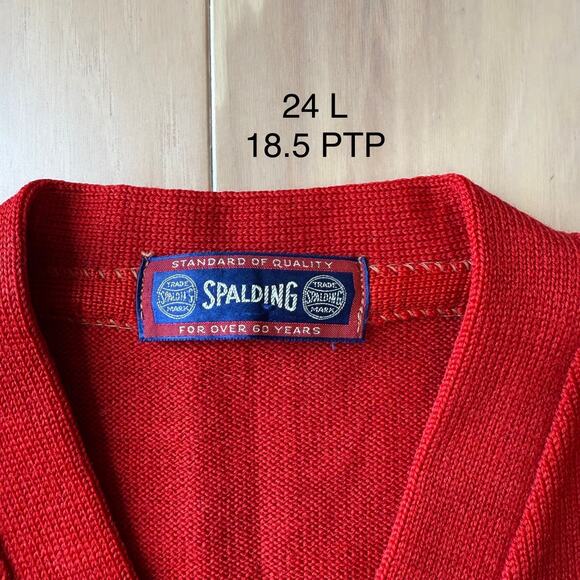 Vintage Spalding Sweater Small Red 60s Wool Pullover V Neck Made in USA - Picture 6 of 10